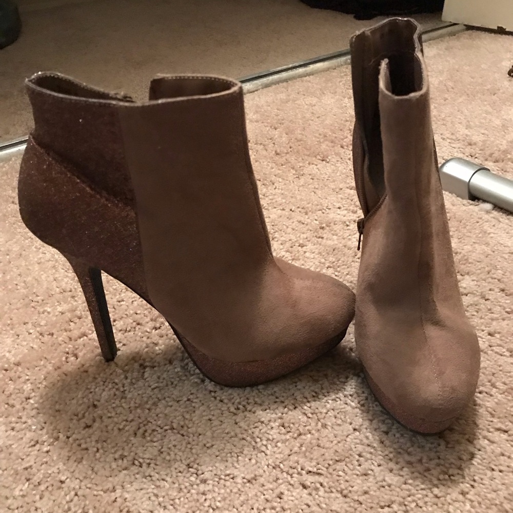 Tan w/ glitter booties